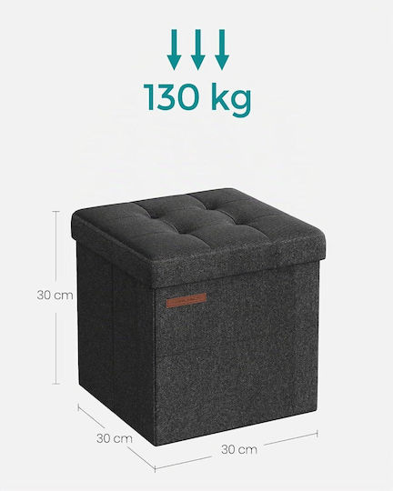 Taburet de Cameră de Zi cu Spațiu de Depozitare din Lemn Negru 30x30x30 cm