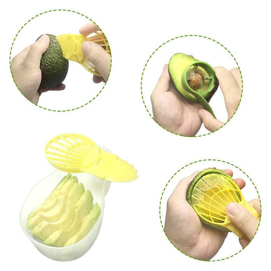 Avocado Storage Container 5in1 Flippy Airtight Refrigerator Plastic Cutting Peeling Slicing Device 15x4.5x7 Cm Gray