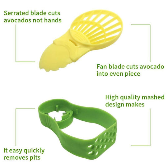 Avocado Storage Container 5in1 Flippy Airtight Refrigerator Plastic Cutting Peeling Slicing Device 15x4.5x7 Cm Gray