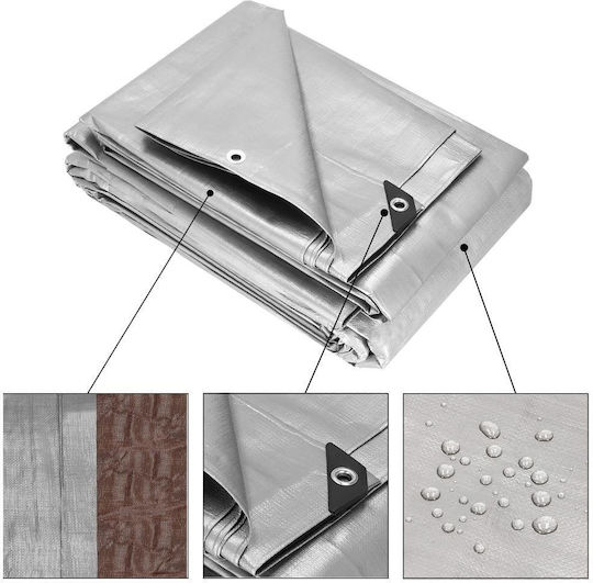 Round Waterproof Tarpaulin 210gr/m² with Diameter 2m Heavy Duty Grey