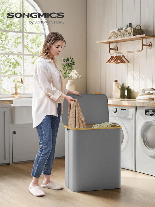 Songmics Coș de Rufe Din Țesătură Pliabil 150l Cu Capac 60x39x71cm Gri