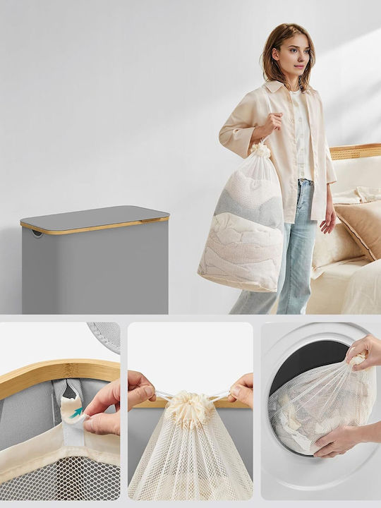 Songmics Coș de Rufe Din Țesătură Pliabil 150l Cu Capac 60x39x71cm Gri