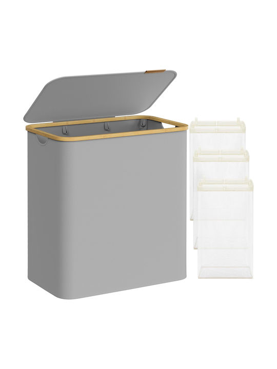 Songmics Coș de Rufe Din Țesătură Pliabil 150l Cu Capac 60x39x71cm Gri