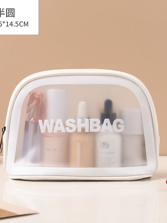 Kulturbeutel Transparent Wasserdicht Halbrund Reißverschluss Unisex Weiß Kulturbeutel Transparent Wasserdicht Halbrund Reißverschluss Unisex Weiß