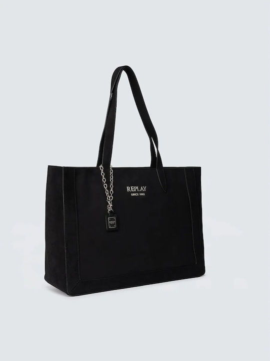 Velvet Geantă Tote Dama Neagră
