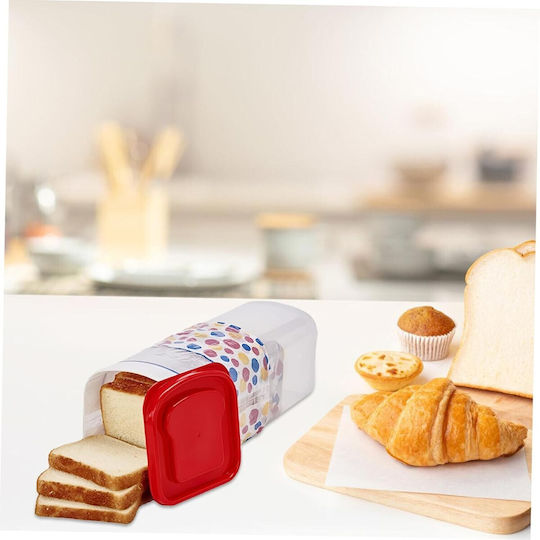 Cutie de pâine cu capac din plastic roșie 34x13x13cm