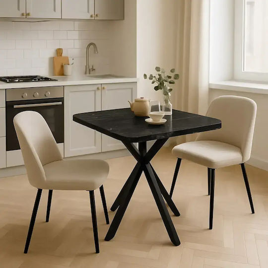 Axion Masă Pătrată de Bucătărie din Lemn cu Cadru Metalic Negru 70x70x74cm