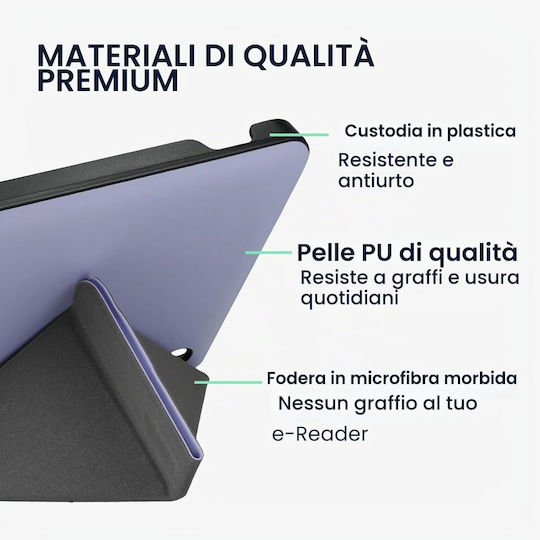 Husă Pliabilă Suport Închidere Magnetică Compatibilă Kobo Libra H2o Piele Artificială Pu Protecție Completă Față-Spate Lavandă