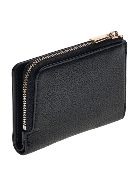 Kleines Stoff Damenbrieftasche Schwarz