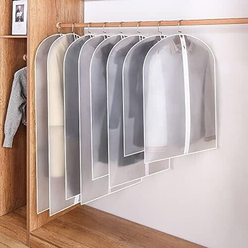 Husă De Depozitare Din Plastic Pentru Costum Paltoane Rochii În Culoare Albă 60x100cm 5 Bucăți