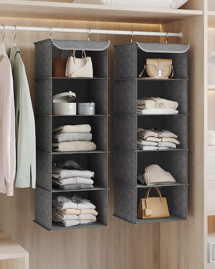 Songmics Organizator Textil Suspendat Pentru Haine, Gri, 30x30x90cm 2 Buc