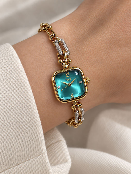 Ieke Womens Battery Watch With Gold Turquoise Metal Bracelet