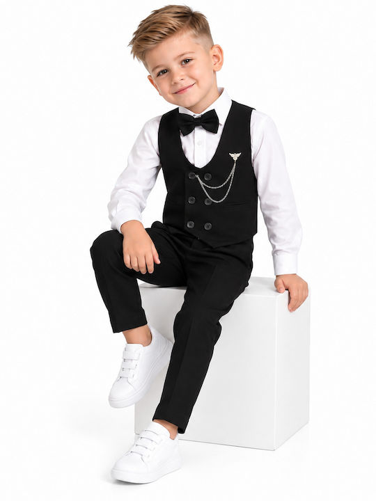 TakTakBaby Baptism Suit with Vest for Boys Black 5 Pieces