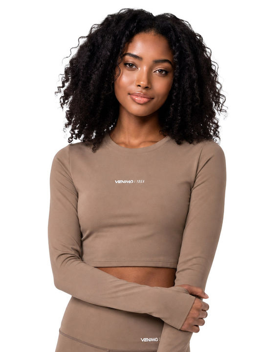 Damen Langärmeliges Beiges Top