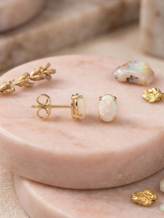Women's Earrings 14K Iridescent Stone