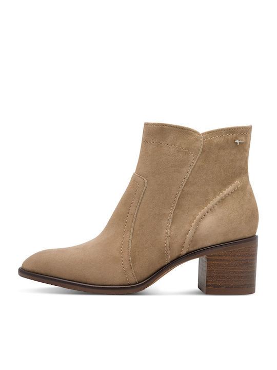 Damen Lederstiefeletten Beige