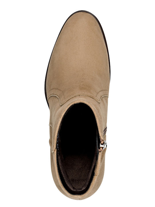 Damen Lederstiefeletten Beige
