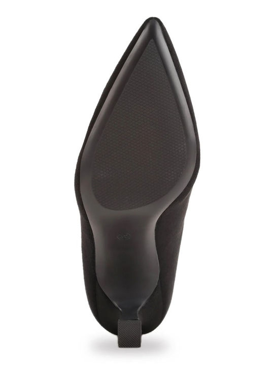 Suede Women's Ankle Boots with High Heel Black