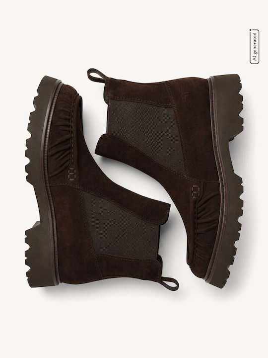 Leather Women's Ankle Boots Brown