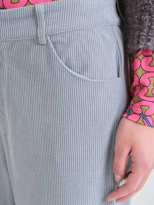 Damen Kordhose in Gerader Beinstil Hellblau