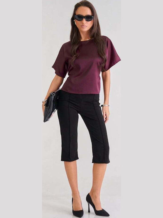 Women's Fabric Capri Trousers Black