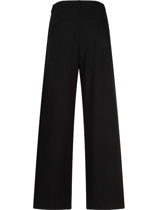 Damen Hochbund Stoffhose Schwarz
