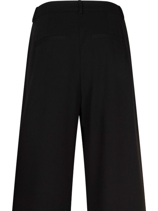 Damen Hochbund Stoffhose Schwarz