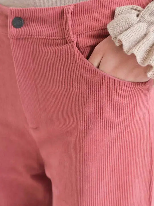 Damenhose aus Zeichenfolge in Gerade Beinlinie Rosa