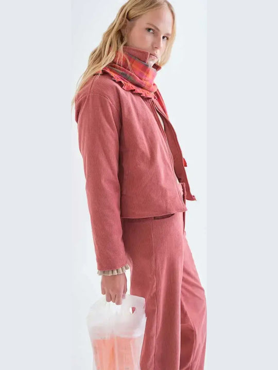 Damenhose aus Zeichenfolge in Gerade Beinlinie Rosa