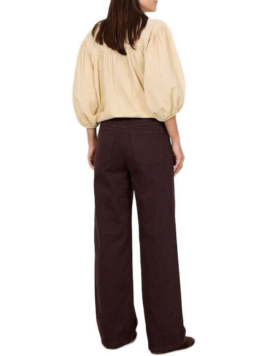 Women's Fabric Trousers in Straight Leg Brown