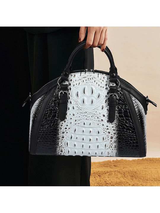 Leder Damenhandtasche Handtasche Schulter Crossbody Croco Weiß