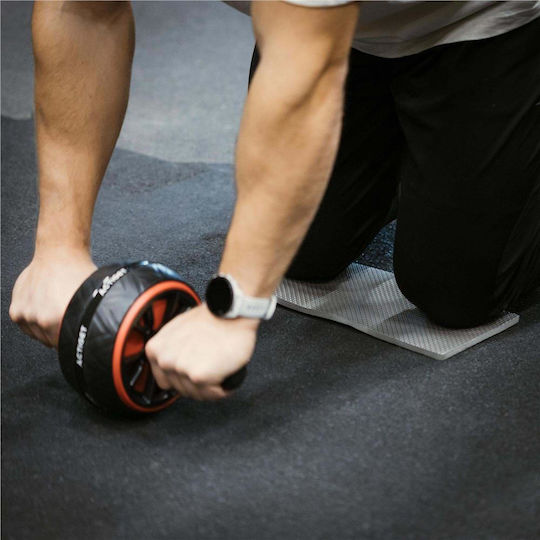 Roată pentru exerciții abdominale cu mânere antiderapante protecție pentru genunchi covoraș 16x9 cm negru