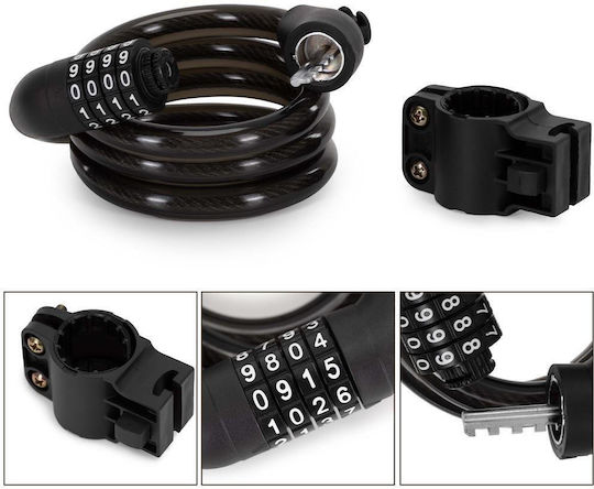 Bicycle Anti-theft Lock Metal Cable Combination Lock Frame Mount Holder 95 Cm Black