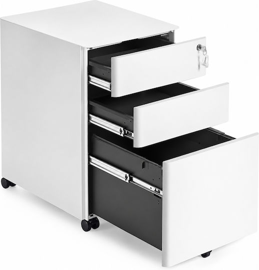 Dulap de Birou din Plastic cu Roți și Încuietoare White 50x39x59cm