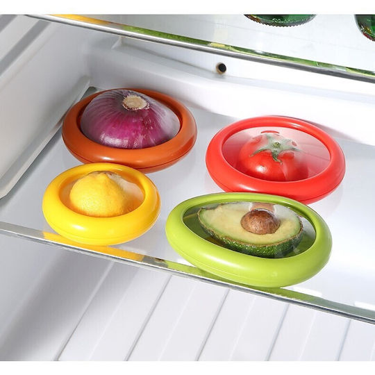 Set 4 Containers Fresh Vegetable Storage Flippy Portable Sealed Anti-oxidation Boxes 4 Different Shapes Vegetables Fruits Different Colors