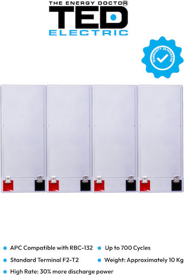 Battery Pack Compatible Apc Rbc132 48v 9.6ah 4x12v Ted Electric