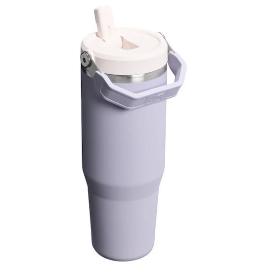 Stanley Iceflow Flip Glas Thermosflasche Rostfreier Stahl BPA-frei 890ml Lila mit Stroh und Handgriff