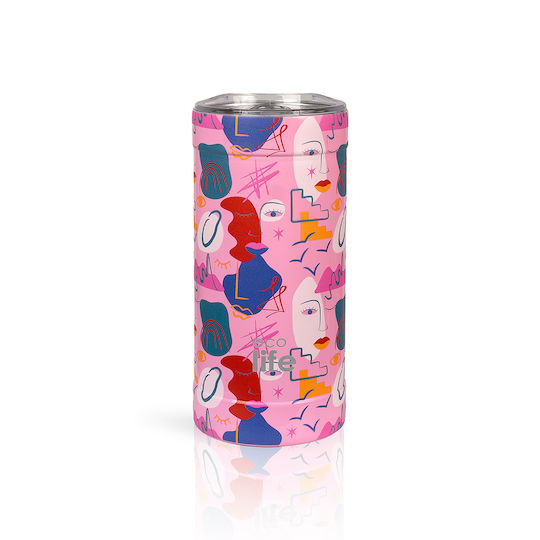 Ecolife Ecolife Thermosflasche Rostfreier Stahl / Aluminium BPA-frei 500ml Rosa mit Stroh