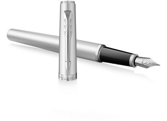 Parker Chrome Ct Fpen Füllfederhalter Medium Silber mit Blau Tintenfarbe