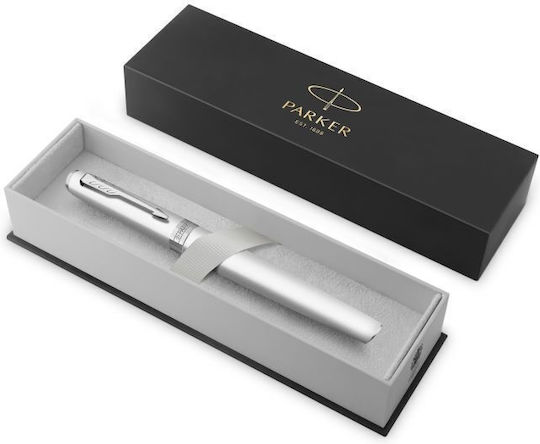 Parker Chrome Ct Fpen Füllfederhalter Medium Silber mit Blau Tintenfarbe