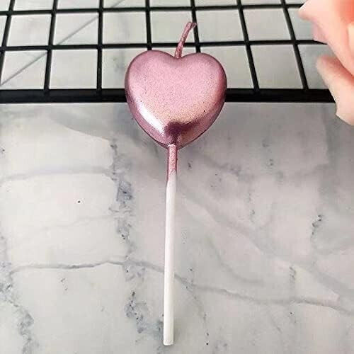 Cake Candle Flippy Heart Model Party 8.5 X 3 Cm Pink Gold
