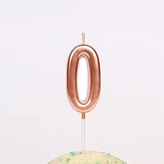 Lumânare De Tort Flippy Număr 0 Design Petrecere 4.5 X 2.5 Cm Parafină Rose Gold
