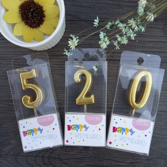 Cake Candle Flippy Number 5 Model Party 4.5 X 2.5 Cm Paraffin Gold