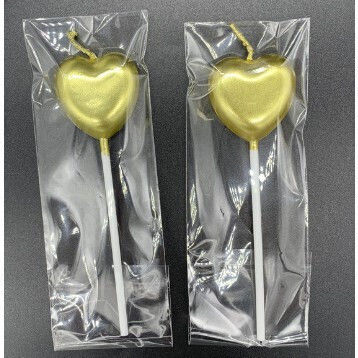 Cake Kerze Flippy Herz Modell Party 8.5 X 3 Cm Gold