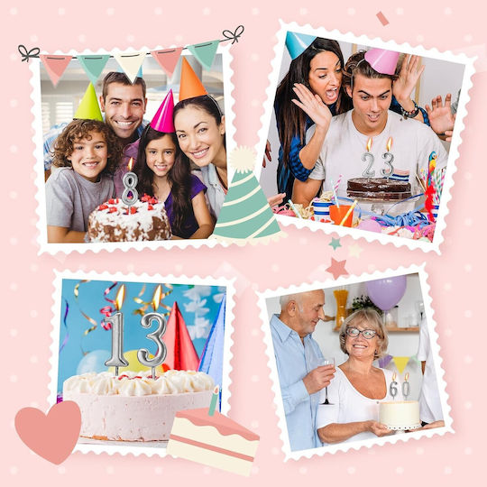 Cake Kerze Flippy Nummer 3 Design Party 4,5 x 2,5 cm Paraffin Silber