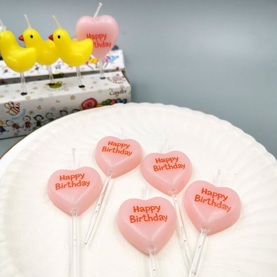 Set 5 Lumanări De Ziua De Naștere Flippy Model Inimă Text La Mulți Ani 2.5 X 2.5 Cm Ceară Multicoloră