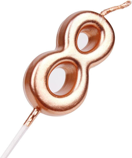 Lumânare De Tort Flippy Numărul 8 Design Petrecere 4.5 X 2.5 Cm Parafină Rose Gold