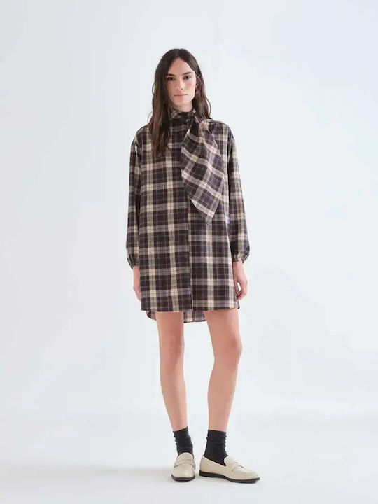 Summer Mini Shirt Dress Brown