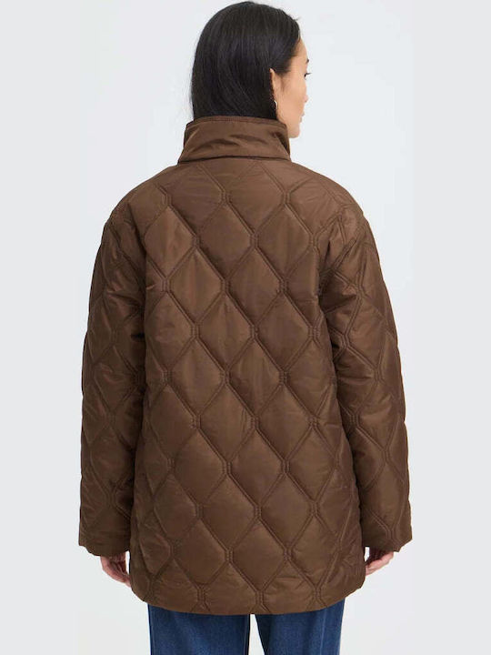 Дълго дамско яке за зима Brown