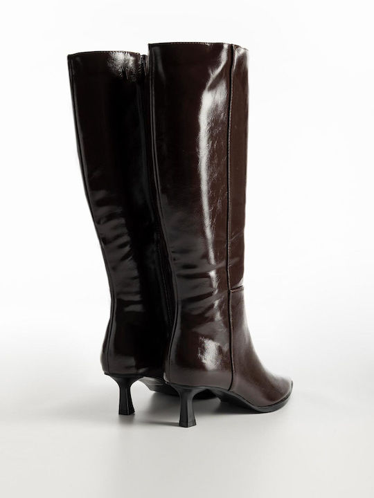 Women's Boots with Mid Heel Brown X27-301-BS-68-Brown
